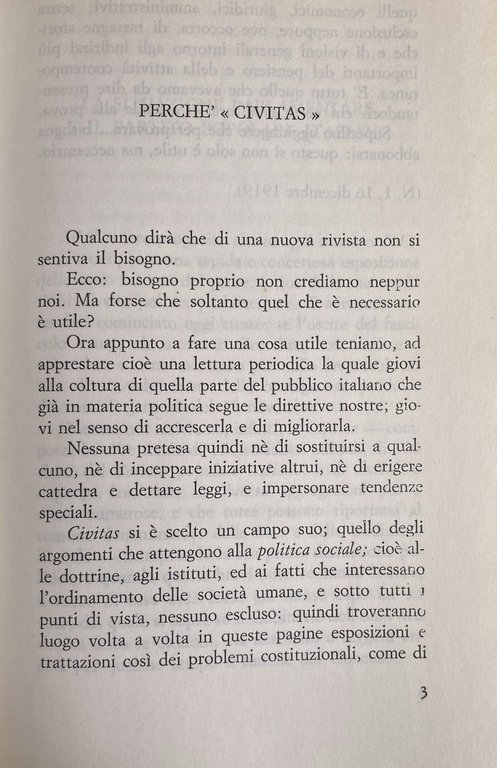 CIVITAS. ANTOLOGIA DEGLI SCRITTI PIÙ SIGNIFICATIVI APPARSI DAL 1919 AL …