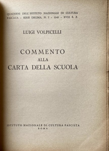 COMMENTO ALLA CARTA DELLA SCUOLA