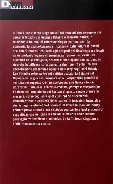 COMUNITÀ, COMUNICAZIONE, COMUNE. DA GEORGES BATAILLE A JEAN-LUC NANCY