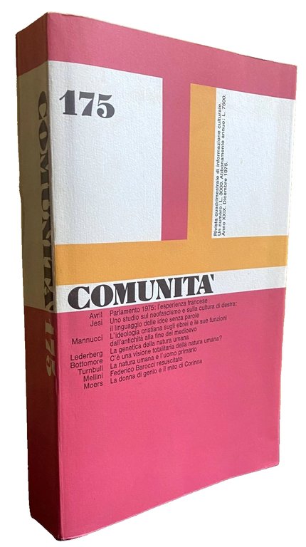 COMUNITÀ N. 175. ANNO XXXIX. DICEMBRE 1975. RIVISTA DI INFORMAZIONE …
