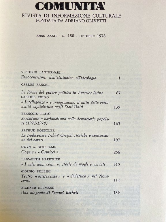 COMUNITÀ 180. RIVISTA DI INFORMAZIONE CULTURALE FONDATA DA ADRIANO OLIVETTI …