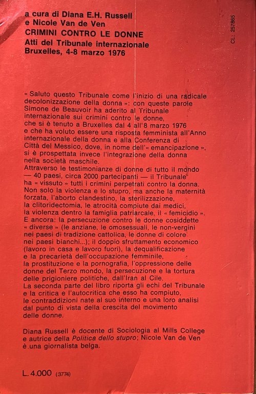 CRIMINI CONTRO LE DONNE. ATTI DEL TRIBUNALE INTERNAZIONALE 4-8 MARZO …