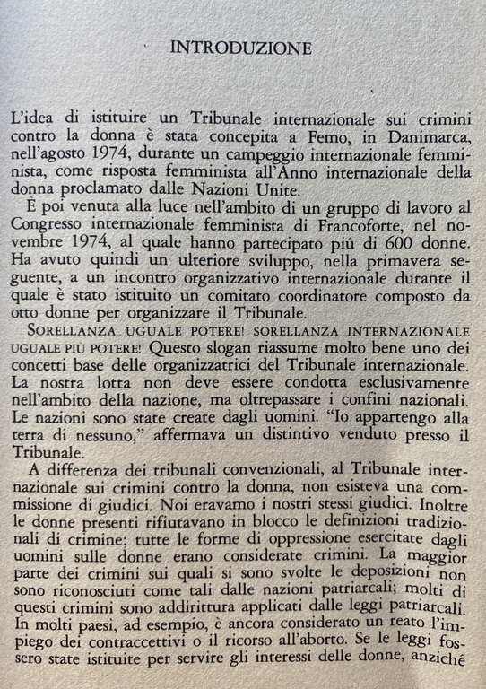 CRIMINI CONTRO LE DONNE. ATTI DEL TRIBUNALE INTERNAZIONALE 4-8 MARZO …