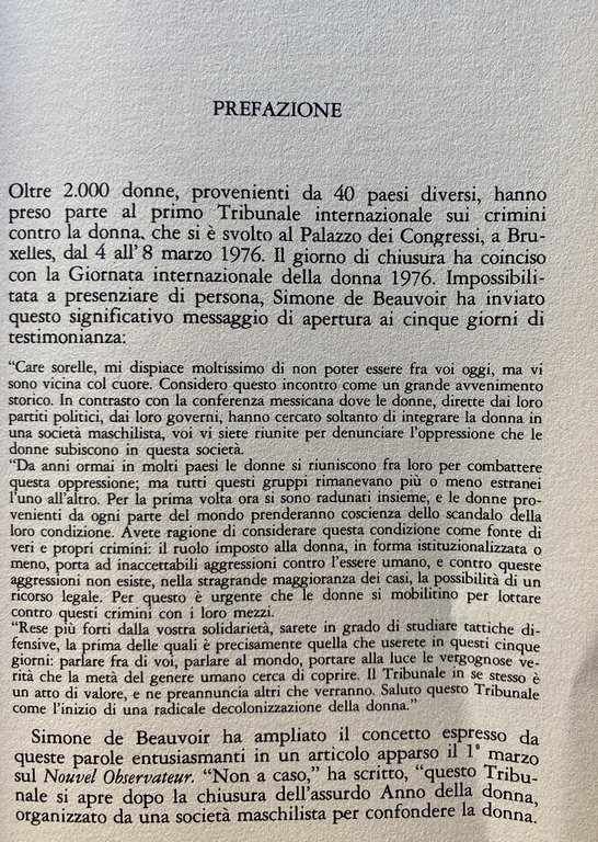 CRIMINI CONTRO LE DONNE. ATTI DEL TRIBUNALE INTERNAZIONALE 4-8 MARZO …