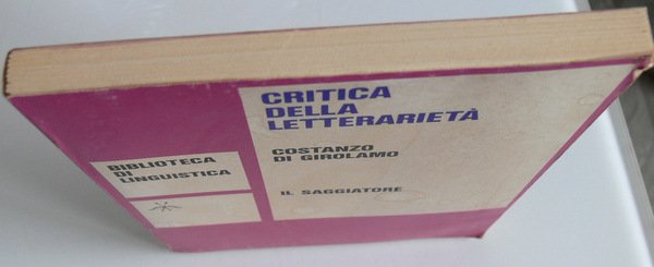 CRITICA DELLA LETTERARIETÀ