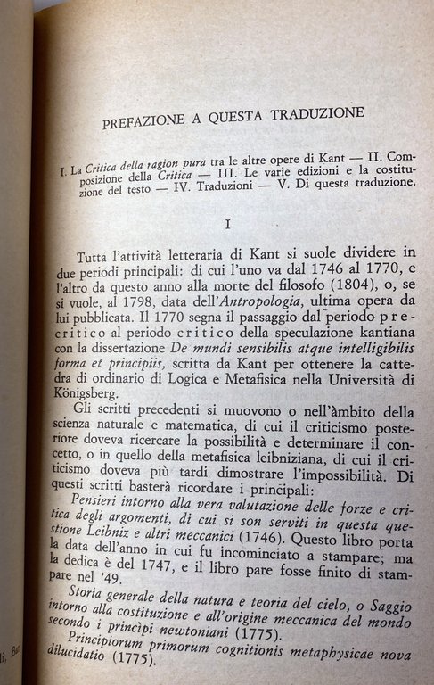 CRITICA DELLA RAGION PURA. (VOLUMI 1-2, Glossario a cura di …