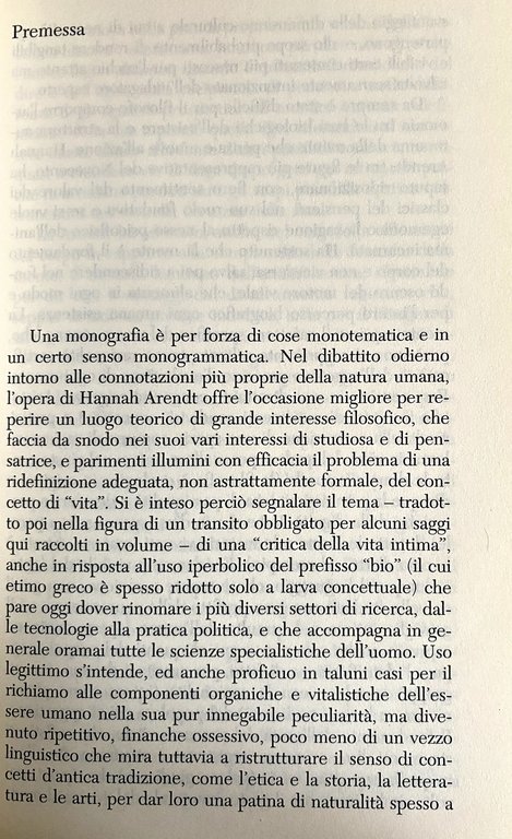 CRITICA DELLA VITA INTIMA. SOGGETTIVITÀ E GIUDIZIO IN HANNAH ARENDT