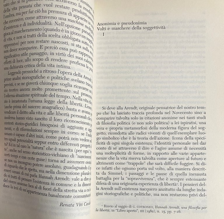 CRITICA DELLA VITA INTIMA. SOGGETTIVITÀ E GIUDIZIO IN HANNAH ARENDT