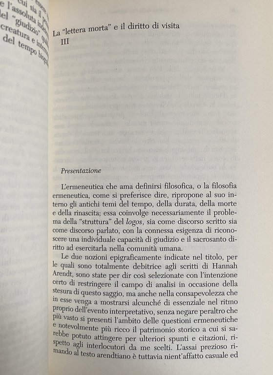 CRITICA DELLA VITA INTIMA. SOGGETTIVITÀ E GIUDIZIO IN HANNAH ARENDT