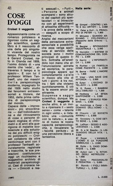 CROISET IL VEGGENTE. LA PARAPSICOLOGIA COME SCIENZA