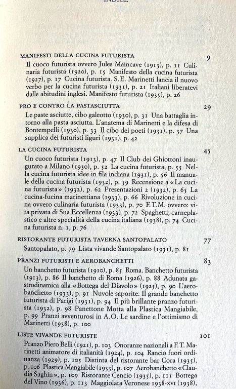 CUCINA FUTURISTA. MANIFESTI TEORICI, MENU E DOCUMENTI.