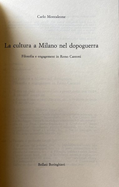 CULTURA A MILANO NEL DOPOGUERRA. FILOSOFIA E ENGAGEMENT IN REMO …