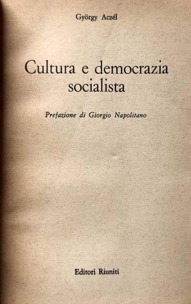 CULTURA E DEMOCRAZIA SOCIALISTA