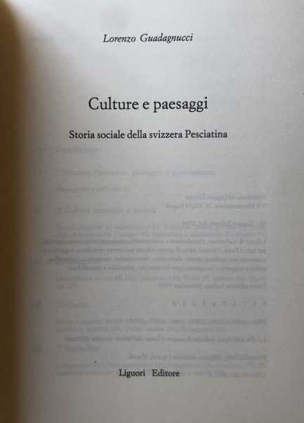 CULTURE E PAESAGGI. STORIA SOCIALE DELLA SVIZZERA PESCIATINA