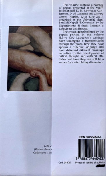 D.H. LAWRENCE AND LITERARY GENRES. A CURA DI SIMONETTA DE …