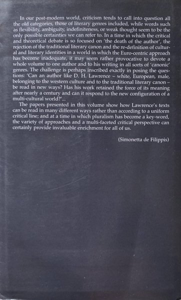 D.H. LAWRENCE AND LITERARY GENRES. A CURA DI SIMONETTA DE …