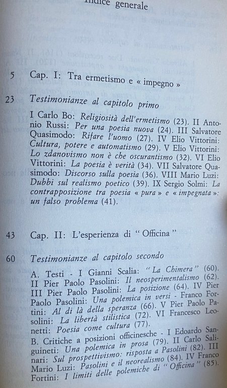 DAL TRAMONTO DELL'ERMETISMO ALLA NEOAVANGUARDIA