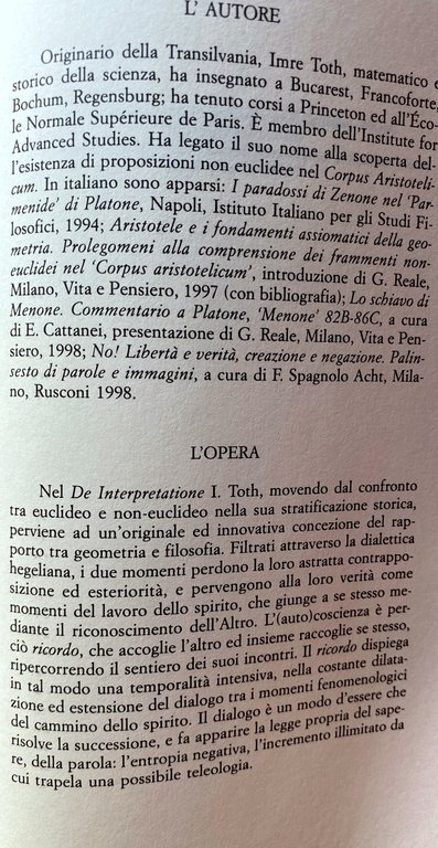 DE INTERPRETATIONE. LA GEOMETRIA NON-EUCLIDEA NEL CONTESTO DELLA ORATIO CONTINUA …