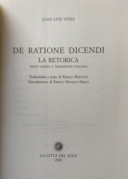 DE RATIONE DICENDI LA RETORICA. TESTO ORIGINALE LATINO E TRADUZIONE …