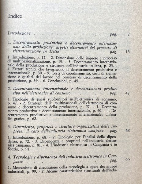 DECENTRAMENTO INTERNAZIONALE E DECENTRAMENTO PRODUTTIVO. IL CASO DELL'INDUSTRIA ELETTRONICA