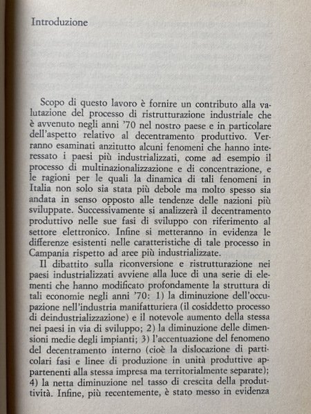 DECENTRAMENTO INTERNAZIONALE E DECENTRAMENTO PRODUTTIVO. IL CASO DELL'INDUSTRIA ELETTRONICA