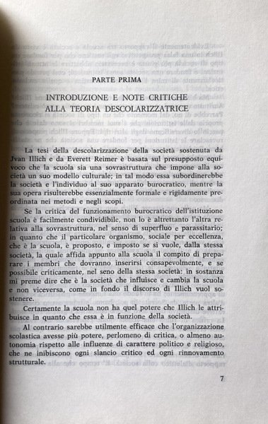 DESCOLARIZZARE LA SOCIETÀ: L'UTOPIA DI ILLICH