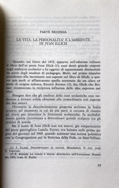 DESCOLARIZZARE LA SOCIETÀ: L'UTOPIA DI ILLICH