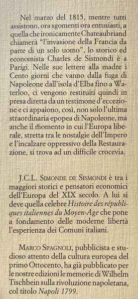 DIARIO DEI CENTO GIORNI. A CURA DI MARCO SPAGNOLI