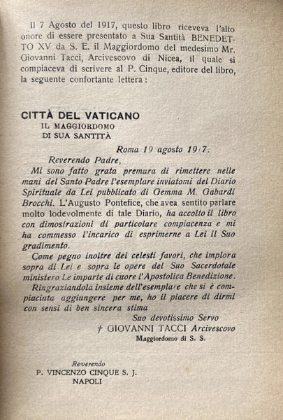 DIARIO SPIRITUALE DI GEMMA M. BROCCHI GABARDI, CONTESSINA DI CARPI …