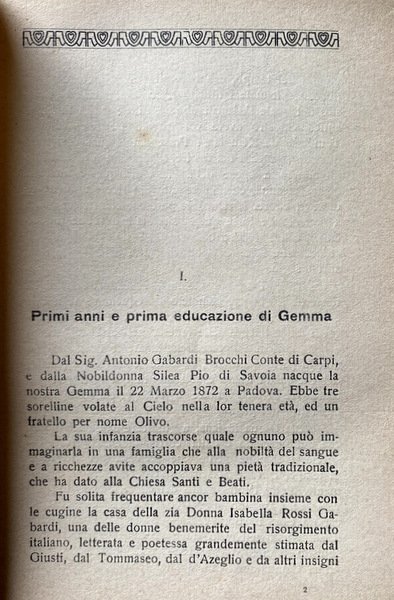 DIARIO SPIRITUALE DI GEMMA M. BROCCHI GABARDI, CONTESSINA DI CARPI …