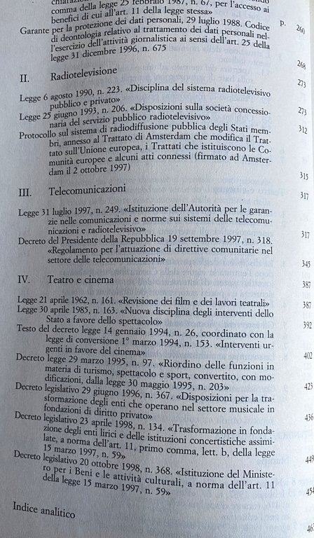 DIRITTO DELL'INFORMAZIONE E DELLA COMUNICAZIONE. STAMPA, RADIOTELEVISIONE, TELECOMUNICAZIONI, TEATRO E …