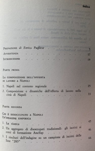 DISOCCUPATI A NAPOLI. UN'INDAGINE SULLE CARATTERISTICHE DELL'OFFERTA DI LAVORO