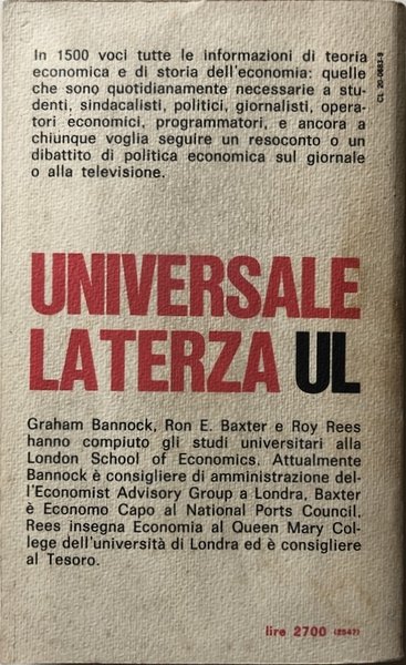 DIZIONARIO DI ECONOMIA