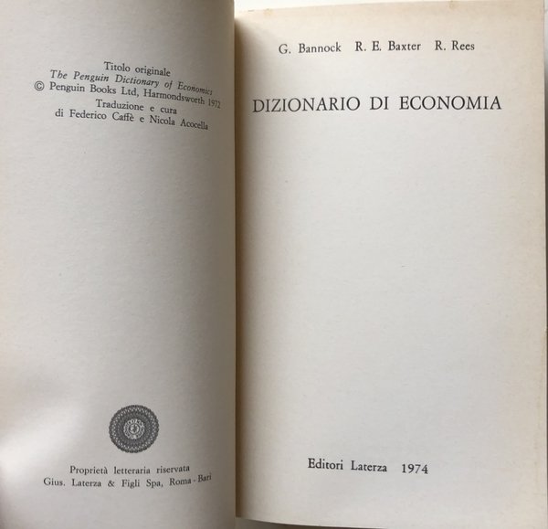 DIZIONARIO DI ECONOMIA