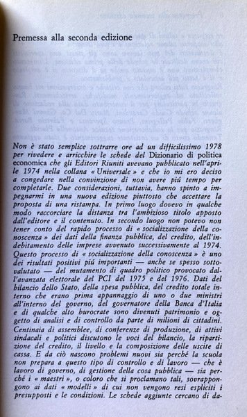 DIZIONARIO DI POLITICA ECONOMICA