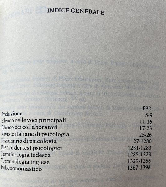 DIZIONARIO DI PSICOLOGIA. EDIZIONE ITALIANA A CURA DI LUIGI GIOVANNINI, …