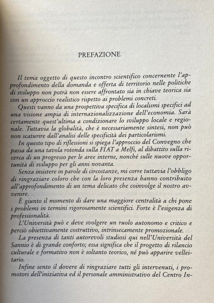 DOMANDA E OFFERTA DI TERRITORIO NELLE POLITICHE DI SVILUPPO PER …