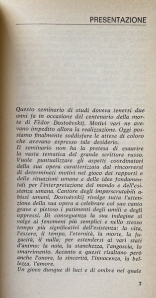 DOSTOEVSKIJ: IL MISTERO DELL'UOMO