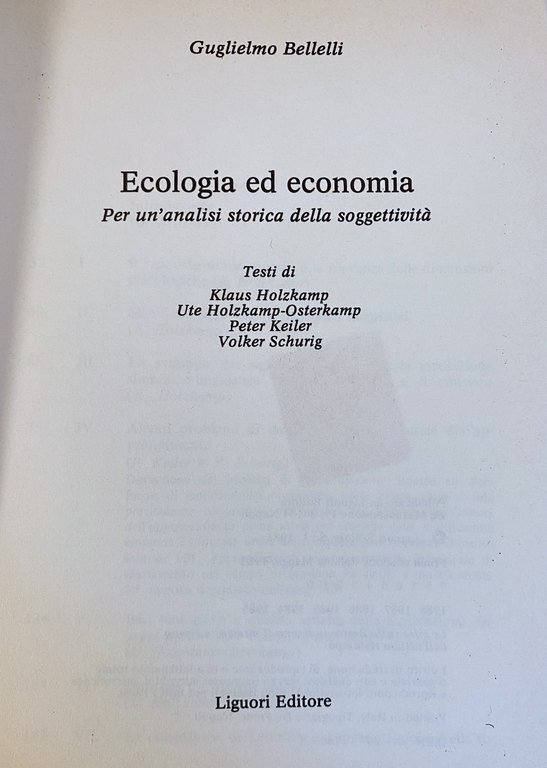 ECOLOGIA ED ECONOMIA. PER UN'ANALISI STORICA DELLA SOGGETTIVITÀ. A CURA … | Immagine Gallery 6