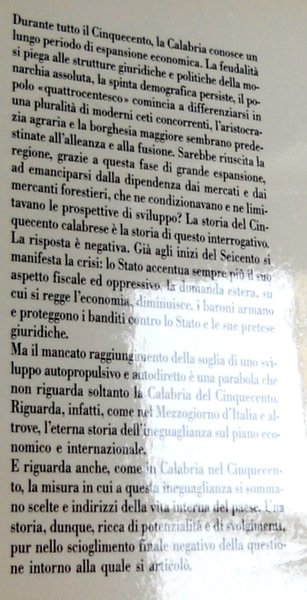 ECONOMIA E SOCIETÀ NELLA CALABRIA DEL CINQUECENTO