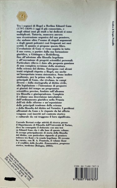 EDUARD GANS (1797-1839) E LA CULTURA DEL SUO TEMPO: SCIENZA …