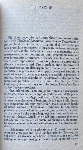 EDUCAZIONE E DISEDUCAZIONE. I RISCHI DI UN'ISTRUZIONE PRECOCE