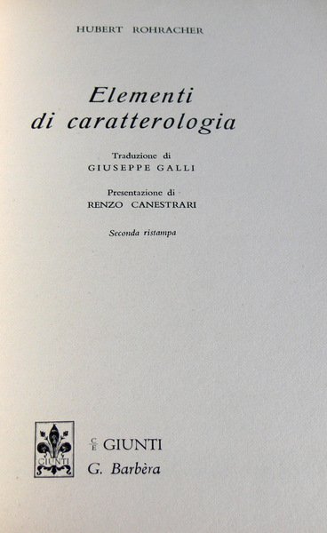 ELEMENTI DI CARATTEROLOGIA