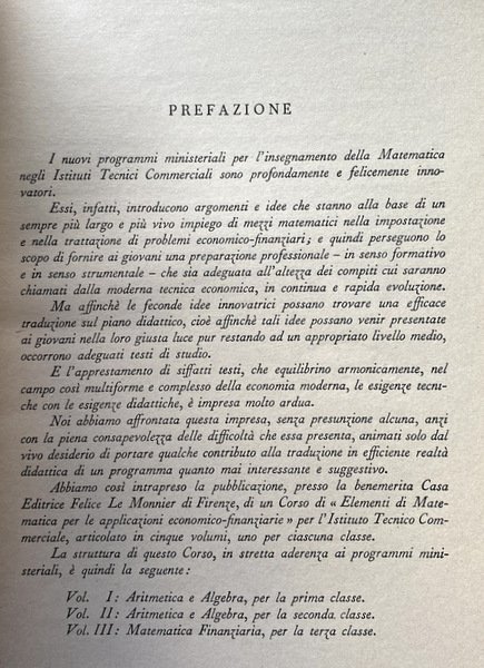 ELEMENTI DI MATEMATICA PER LE APPLICAZIONI ECONOMICO-FINANZIARIE. ARITMETICA E ALGEBRA …