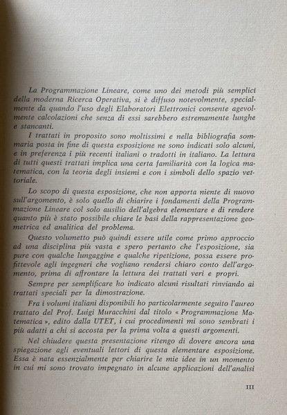 ELEMENTI DI PROGRAMMAZIONE LINEARE