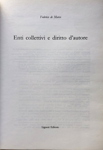 ENTI COLLETTIVI E DIRITTO D'AUTORE