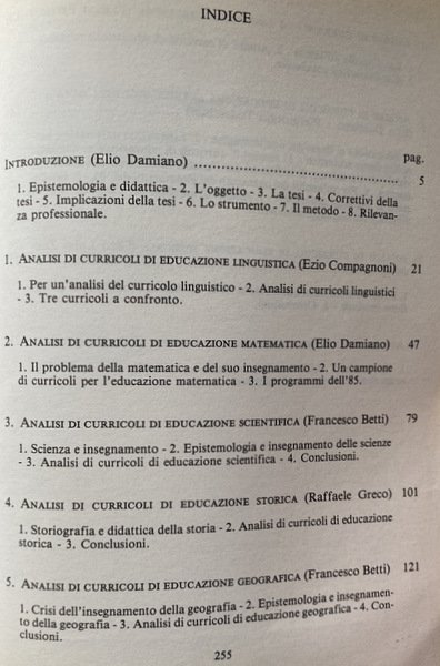 EPISTEMOLOGIA E DIDATTICA. ANALISI DI CURRICOLI PER LA SCUOLA ELEMENTARE. …