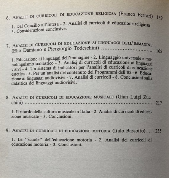 EPISTEMOLOGIA E DIDATTICA. ANALISI DI CURRICOLI PER LA SCUOLA ELEMENTARE. …