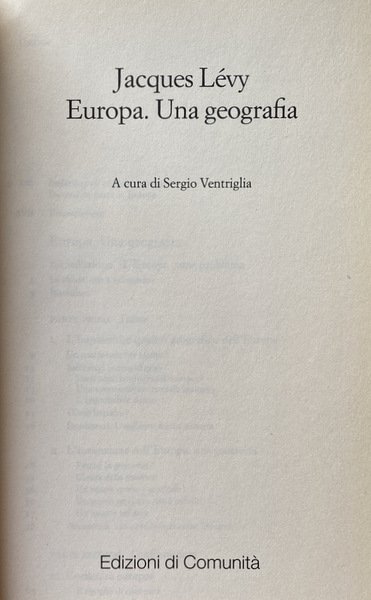 EUROPA. UNA GEOGRAFIA. A CURA DI SERGIO VENTRIGLIA