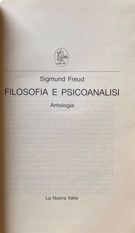 FILOSOFIA E PSICOANALISI: ANTOLOGIA